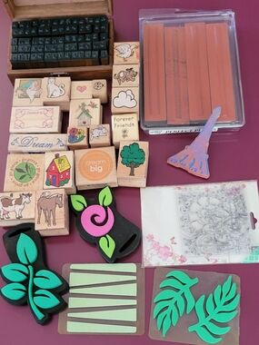 Stamps Rubber Stamps Mixed Set Wood Mount Foam Alphabet Set